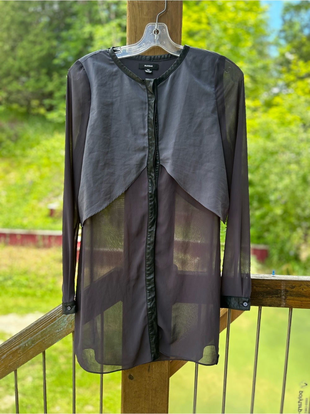 RUDSAK Sheer Longline Gray-Black Cardigan • Small